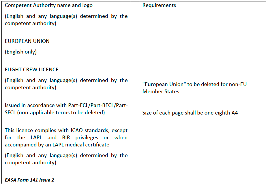 Licence EASA